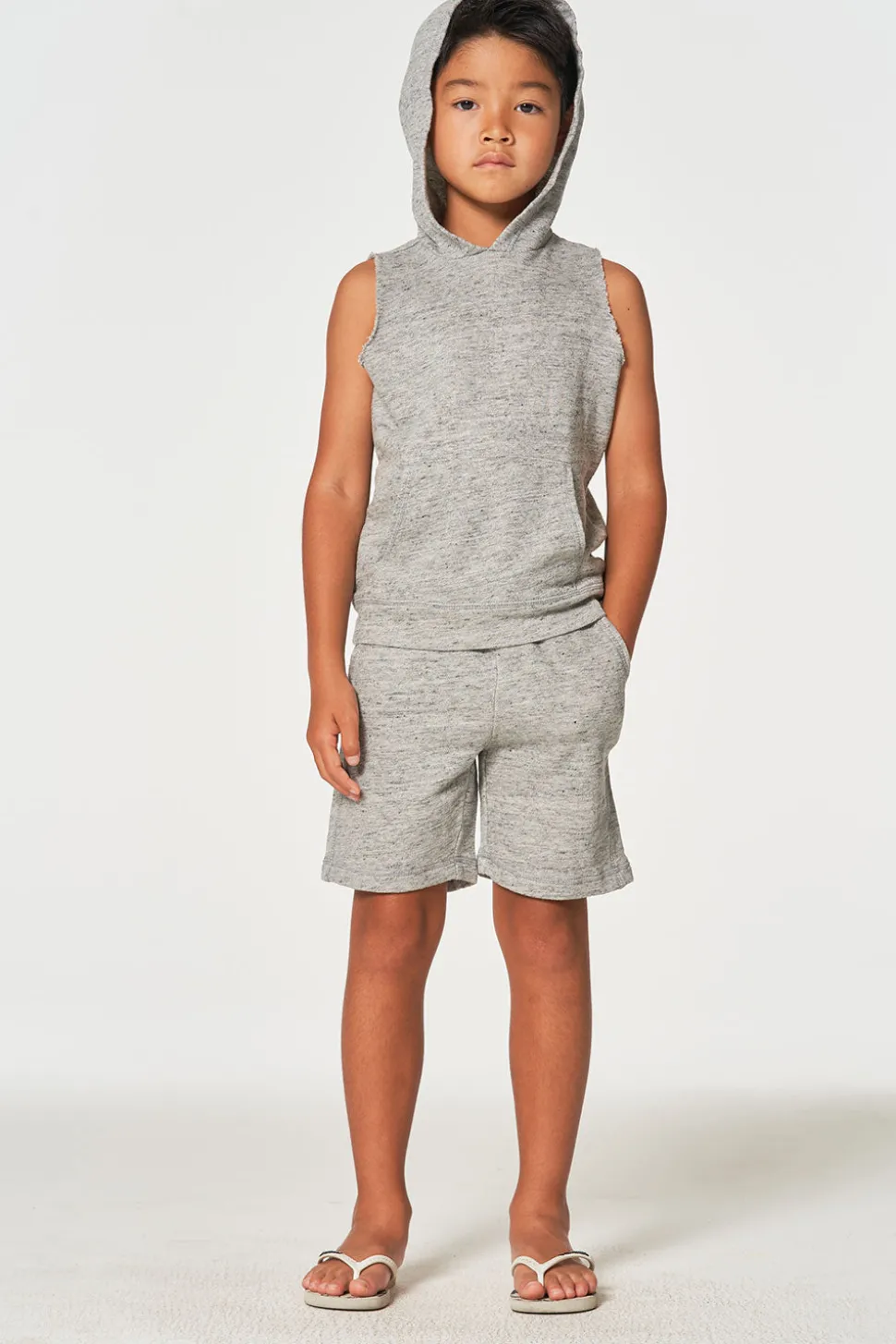 Chaser Brand Boys Linen French Terry Sleeveless Muscle Pullover Hoodie Flash Sale