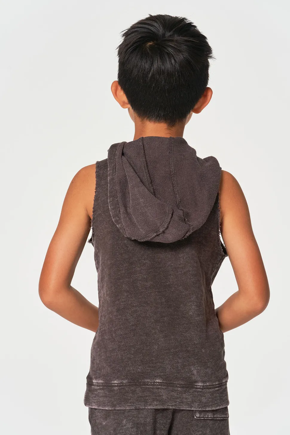 Chaser Brand Boys Linen French Terry Sleeveless Muscle Pullover Hoodie Hot