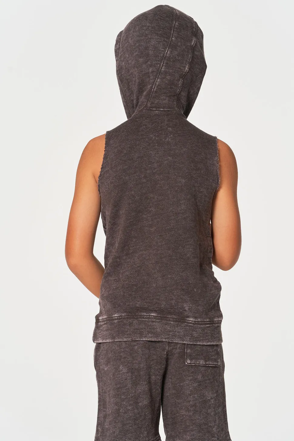 Chaser Brand Boys Linen French Terry Sleeveless Muscle Pullover Hoodie Hot