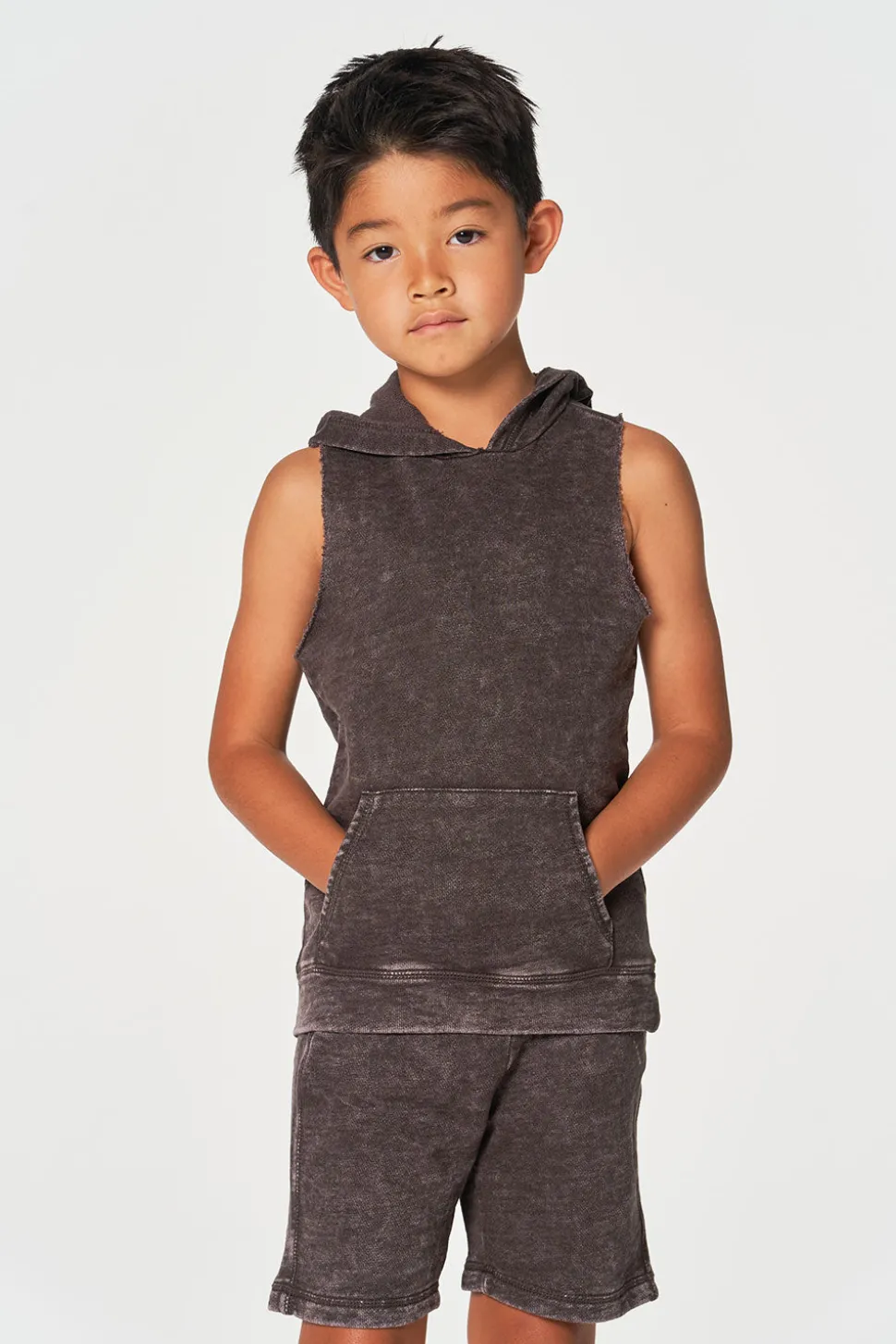 Chaser Brand Boys Linen French Terry Sleeveless Muscle Pullover Hoodie Hot