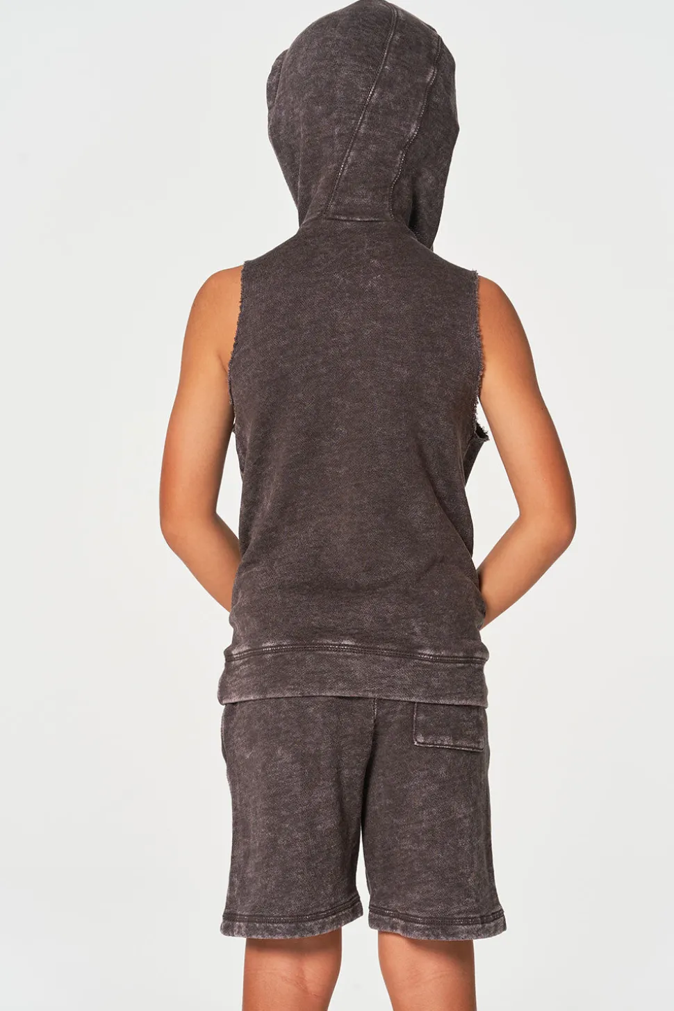 Chaser Brand Boys Linen French Terry Sleeveless Muscle Pullover Hoodie Hot