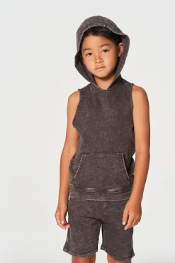 Chaser Brand Boys Linen French Terry Sleeveless Muscle Pullover Hoodie Hot