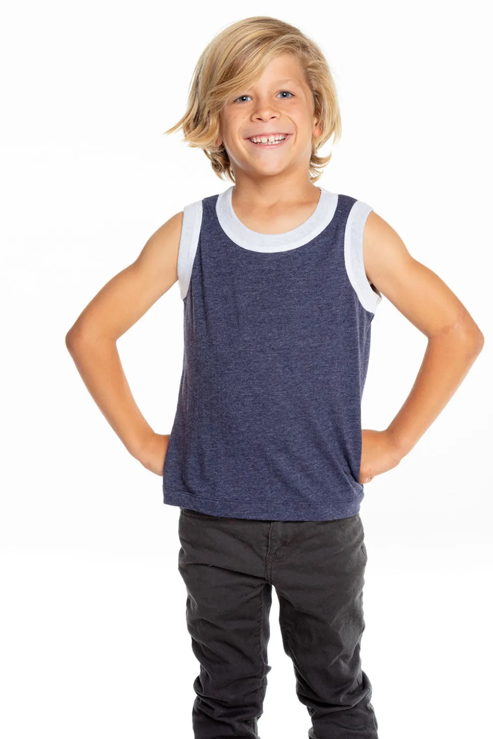 Chaser Brand Boys Recycled Vintage Jersey Contrast Binding Muscle Tank Shop