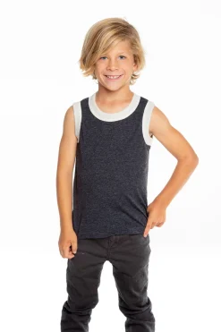 Chaser Brand Boys Recycled Vintage Jersey Contrast Binding Muscle Tank Best