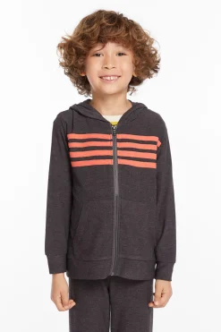 Chaser Brand Boys Vintage Black Zip Up Hoodie With Strapping Sale