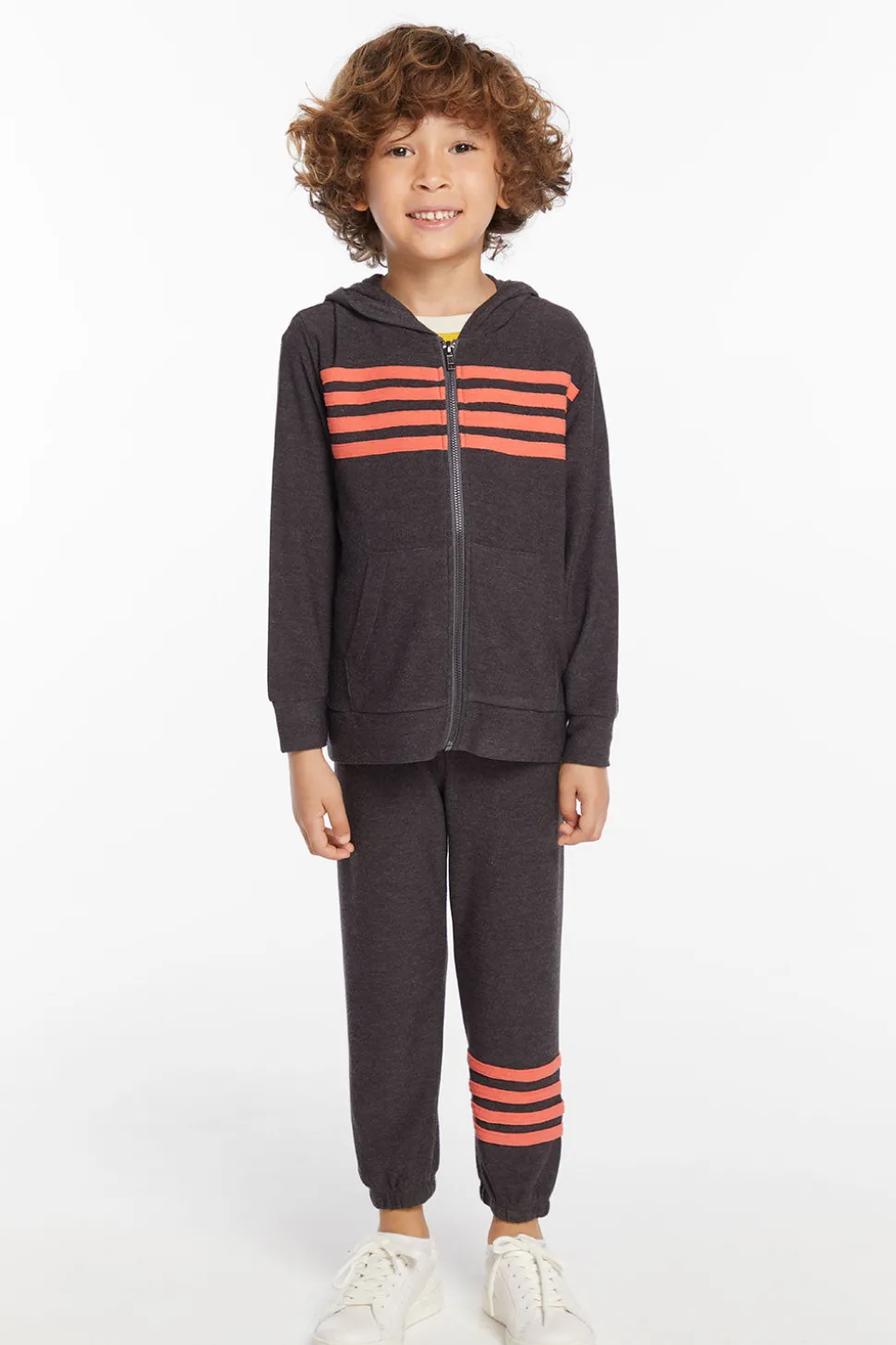 Chaser Brand Boys Vintage Black Zip Up Hoodie With Strapping Sale
