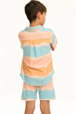 Chaser Brand Boy's Wavy Stripe Collared Button Down Shirt New
