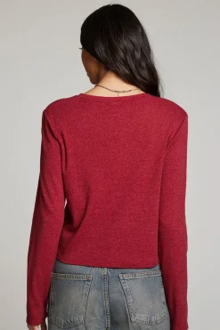 Chaser Brand Brady Blood Red Button Up Pullover Discount