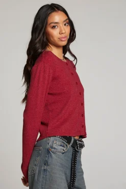 Chaser Brand Brady Blood Red Button Up Pullover Discount