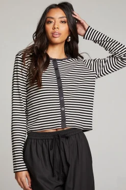 Chaser Brand Brady Punk Stripe Button Up Pullover New