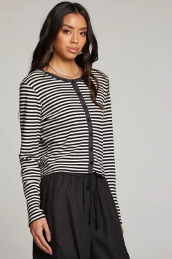 Chaser Brand Brady Punk Stripe Button Up Pullover New