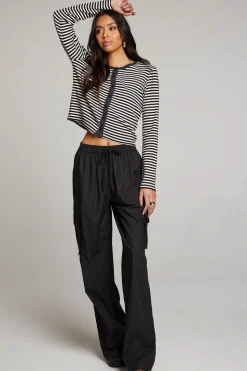 Chaser Brand Brady Punk Stripe Button Up Pullover New