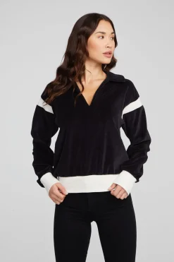 Chaser Brand Brooke Shadow Black Blouse Hot