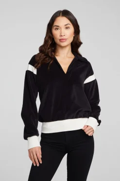 Chaser Brand Brooke Shadow Black Blouse Hot