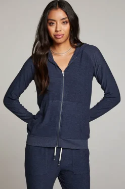 Chaser Brand Canopy Long Sleeve Raglan Zip Up Hoodie Cheap