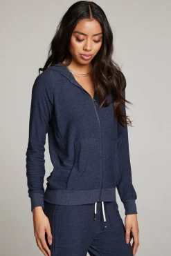 Chaser Brand Canopy Long Sleeve Raglan Zip Up Hoodie Cheap
