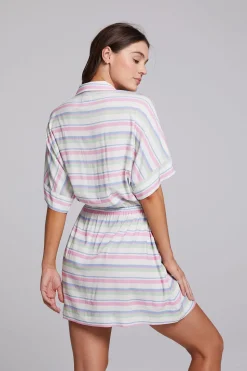 Chaser Brand Carmela Positano Stripe Mini Dress New