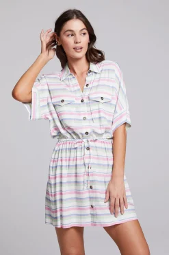 Chaser Brand Carmela Positano Stripe Mini Dress New