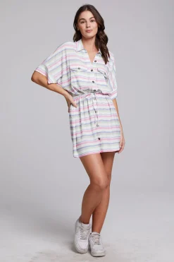 Chaser Brand Carmela Positano Stripe Mini Dress New