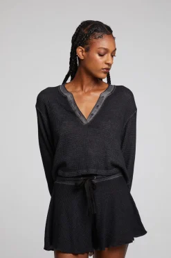 Chaser Brand Casey Licorice Henley Clearance