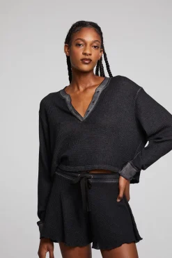 Chaser Brand Casey Licorice Henley Clearance