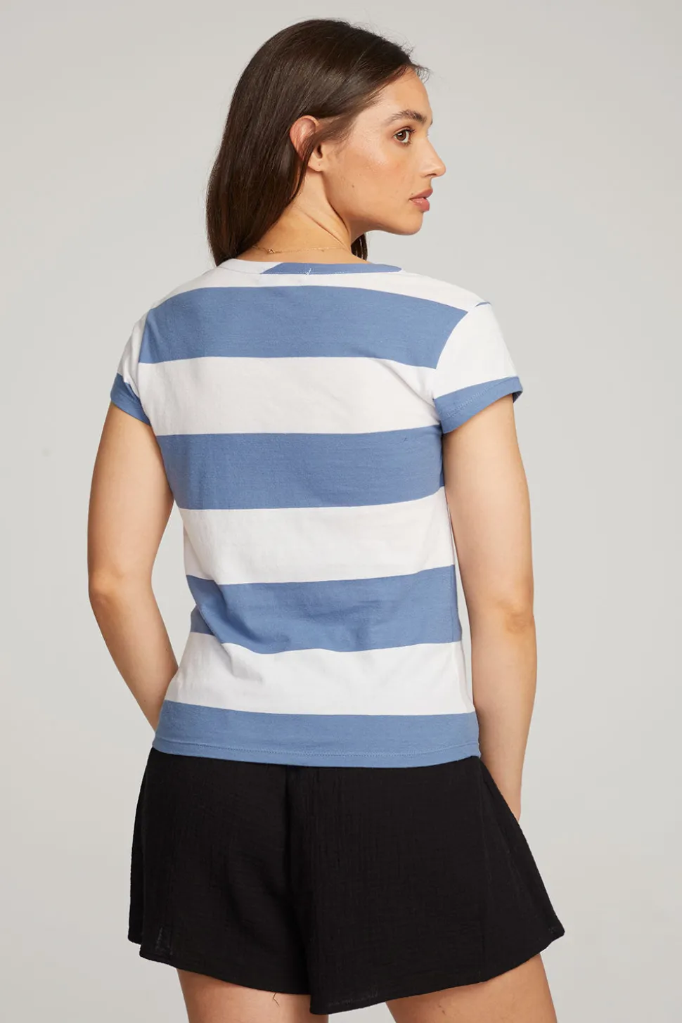 Chaser Brand Chandler Vintage Blue Stripe Tee Hot