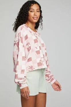 Chaser Brand Checkered Palms Print Pullover Best Sale