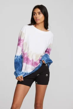 Chaser Brand Coast Cotton Jersey Long Sleeve Tee With Blousant Sleeves And Rib Outlet