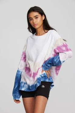 Chaser Brand Coast Cotton Jersey Long Sleeve Tee With Blousant Sleeves And Rib Outlet