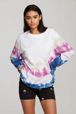 Chaser Brand Coast Cotton Jersey Long Sleeve Tee With Blousant Sleeves And Rib Outlet