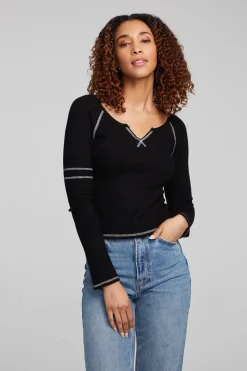 Chaser Brand Cooper Shadow Black Long Sleeve Cheap