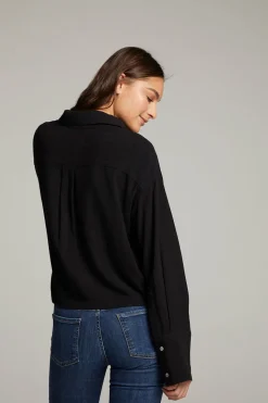 Chaser Brand Coral True Black Button Up Top New