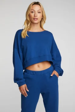 Chaser Brand Cotton Fleece Crewneck Pullover With Rib Best Sale