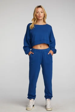 Chaser Brand Cotton Fleece Crewneck Pullover With Rib Best Sale
