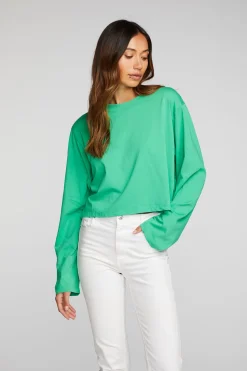 Chaser Brand Cotton Jersey Cropped Long Sleeve Tee Outlet
