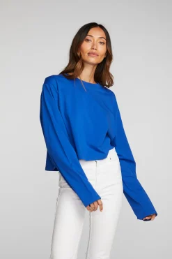 Chaser Brand Cotton Jersey Cropped Long Sleeve Tee Discount
