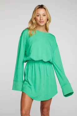 Chaser Brand Cotton Jersey Mini Dress With Wide Sleeves New
