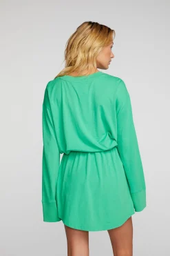 Chaser Brand Cotton Jersey Mini Dress With Wide Sleeves New