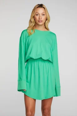 Chaser Brand Cotton Jersey Mini Dress With Wide Sleeves New