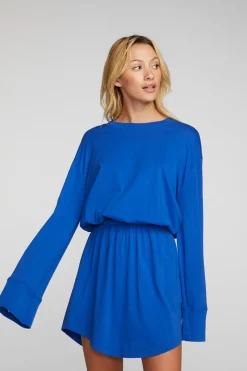 Chaser Brand Cotton Jersey Mini Dress With Wide Sleeves New