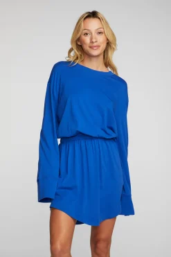 Chaser Brand Cotton Jersey Mini Dress With Wide Sleeves New