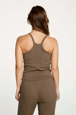 Chaser Brand Cozy Rib Cropped Double V Cami Sale