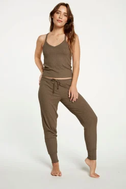 Chaser Brand Cozy Rib Cropped Double V Cami Sale