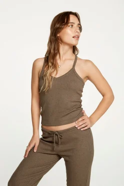 Chaser Brand Cozy Rib Cropped Double V Cami Sale