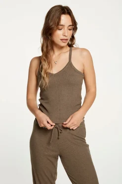 Chaser Brand Cozy Rib Cropped Double V Cami Sale