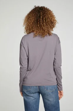 Chaser Brand Cropped Boxy Long Sleeve Henley With Side Slits New