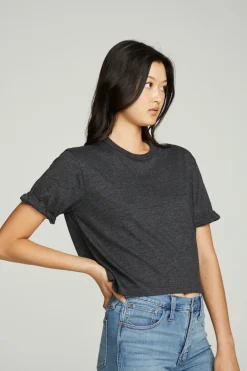 Chaser Brand Cropped Crew Neck Short Sleeve Tee Flash Sale
