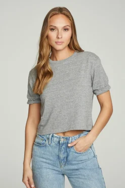 Chaser Brand Cropped Crew Neck Short Sleeve Tee Flash Sale
