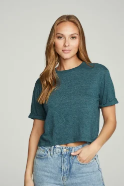 Chaser Brand Cropped Crew Neck Short Sleeve Tee Store