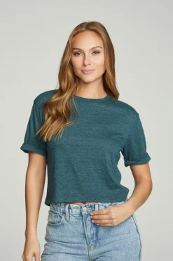 Chaser Brand Cropped Crew Neck Short Sleeve Tee Store